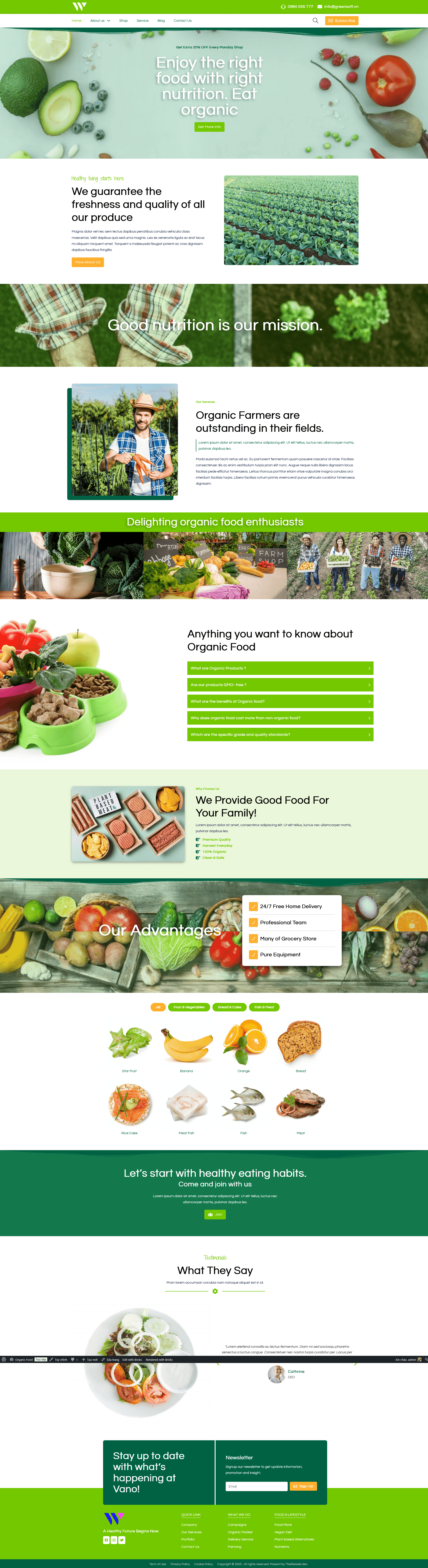 Mẫu giao diện Organic Food Products