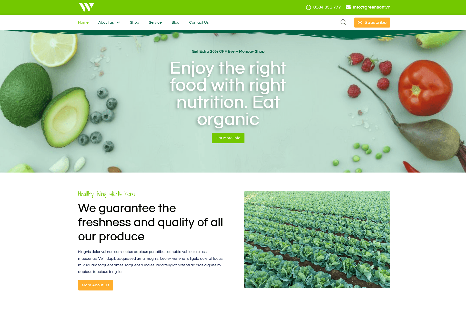 Mẫu giao diện Organic Food Products Mẫu giao diện Organic Food Products