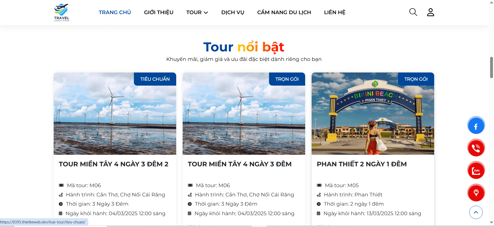 Mẫu Website Tour du lịch 8395