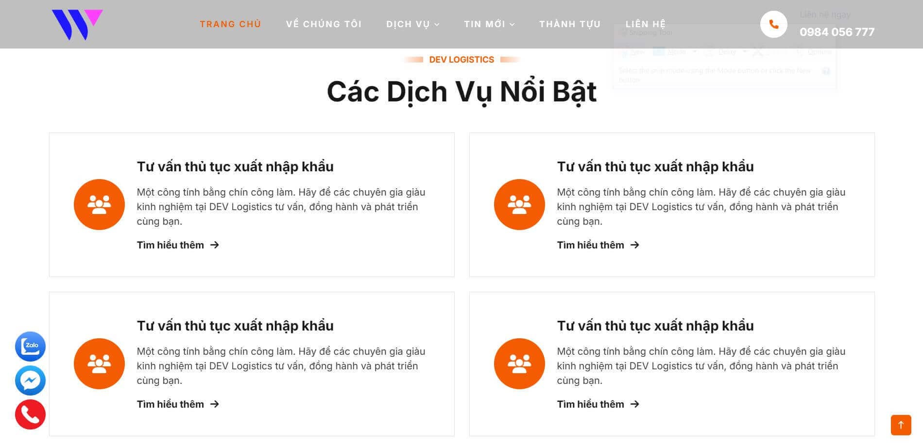 Mẫu Website ngành Logistics